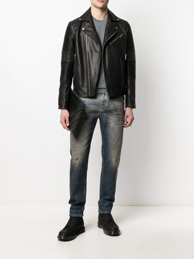 Diesel ribbed panelling biker jacket outlook