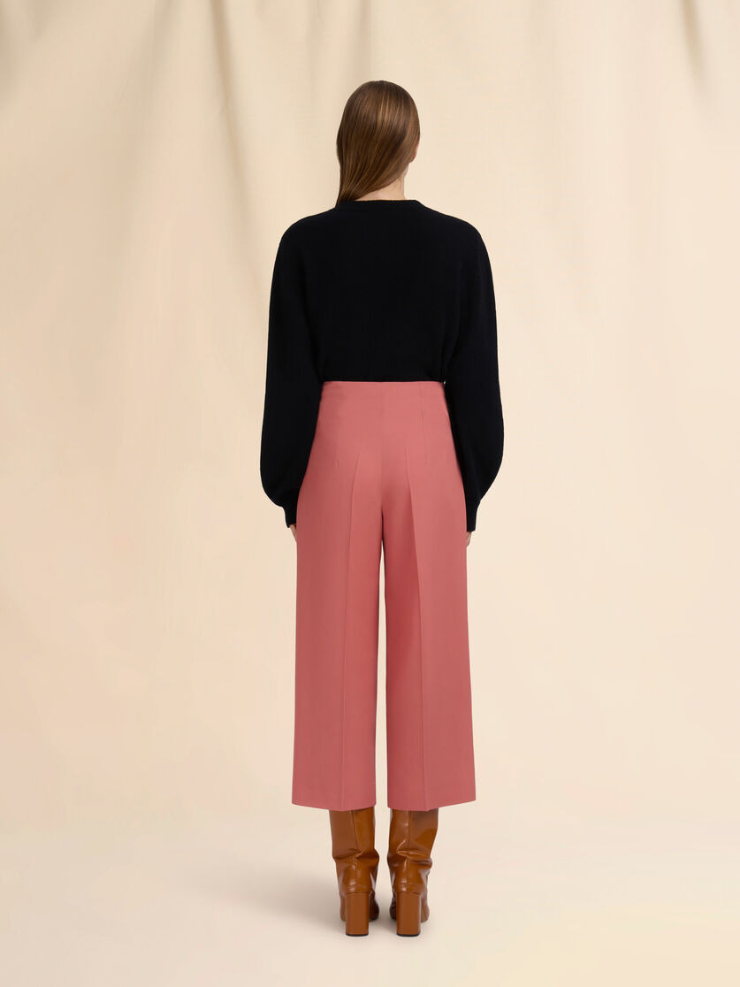 PINK WOOL CROPPED TROUSERS - 3