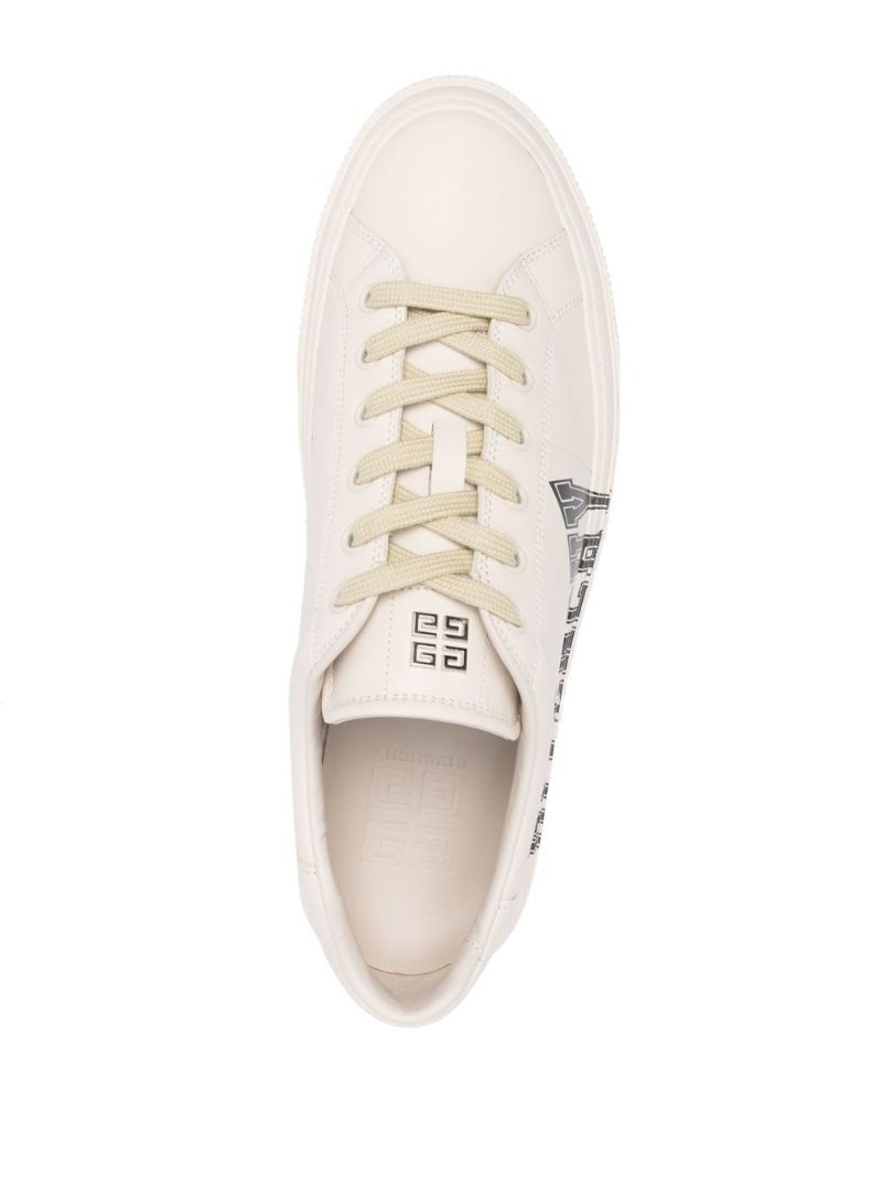 logo-print leather sneakers - 4