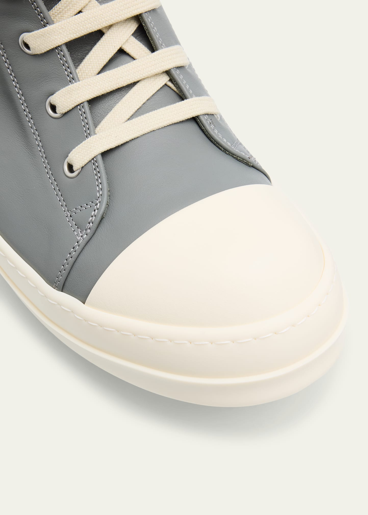 Men's Calf Leather Cap Toe High-Top Sneakers - 6