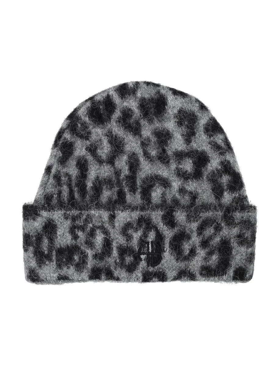 Anine Bing Elia Alpaca-Wool Beanie Grey Leopard Pattern - 1