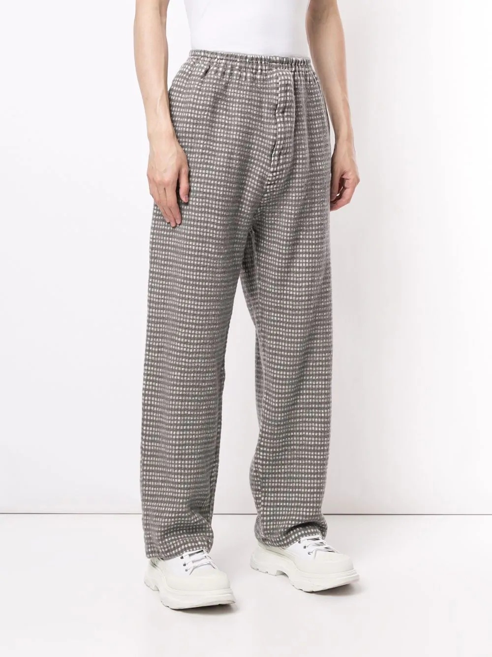 micro-plaid print trousers - 3