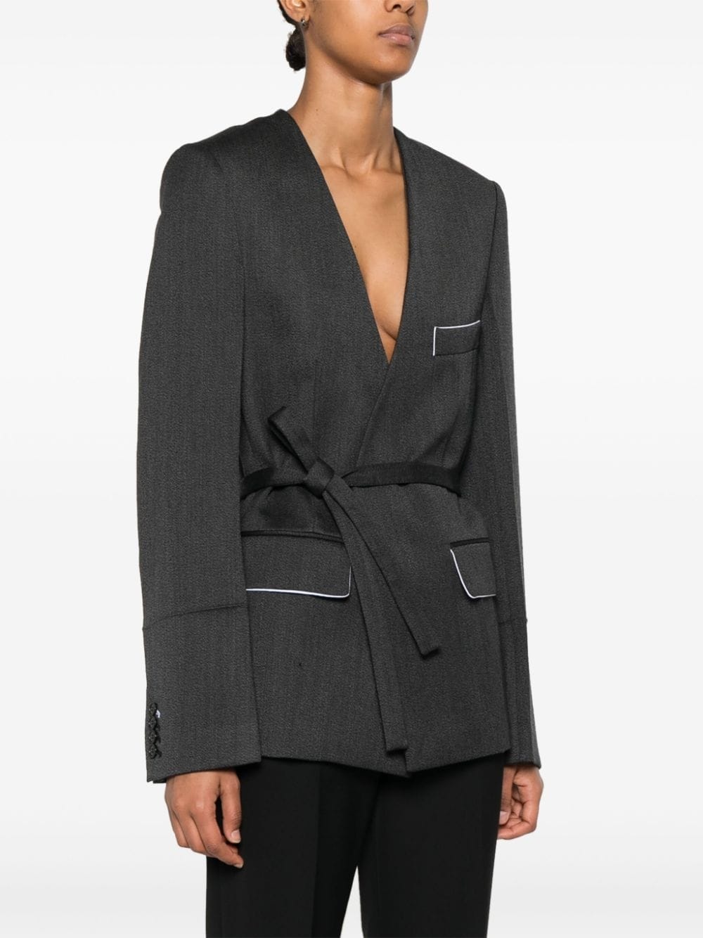 Shrunken Collarless blazer - 3