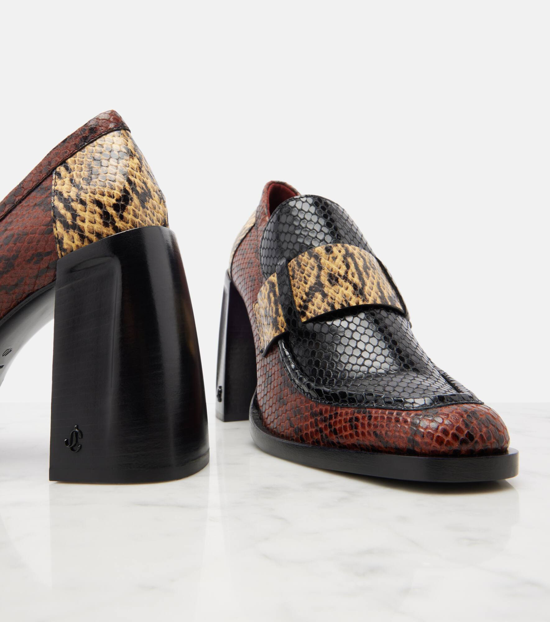 Tylor 95 snake-effect leather loafer pumps - 5