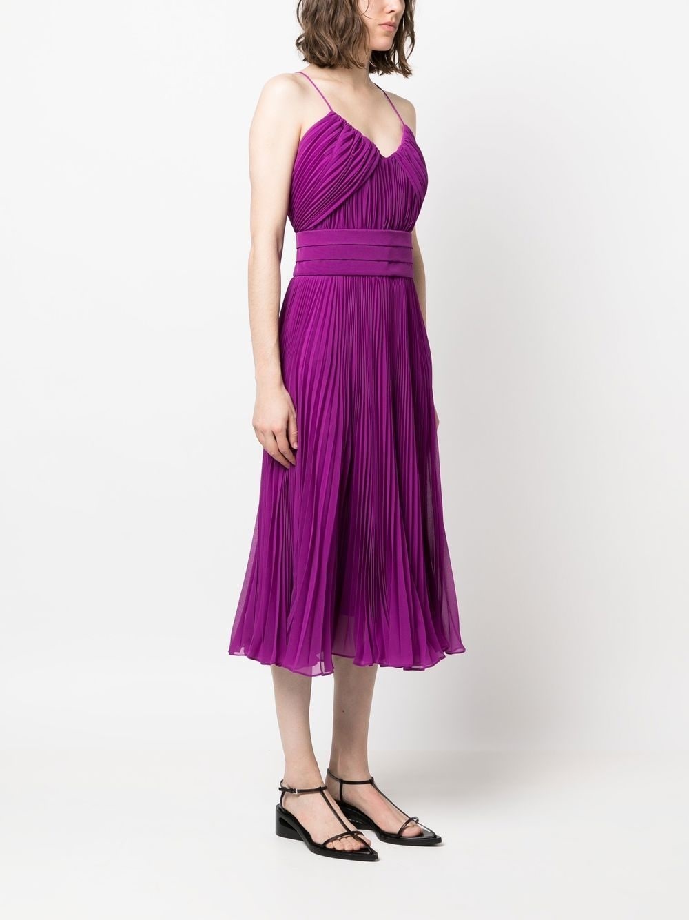 pleated belted midi dress - 3