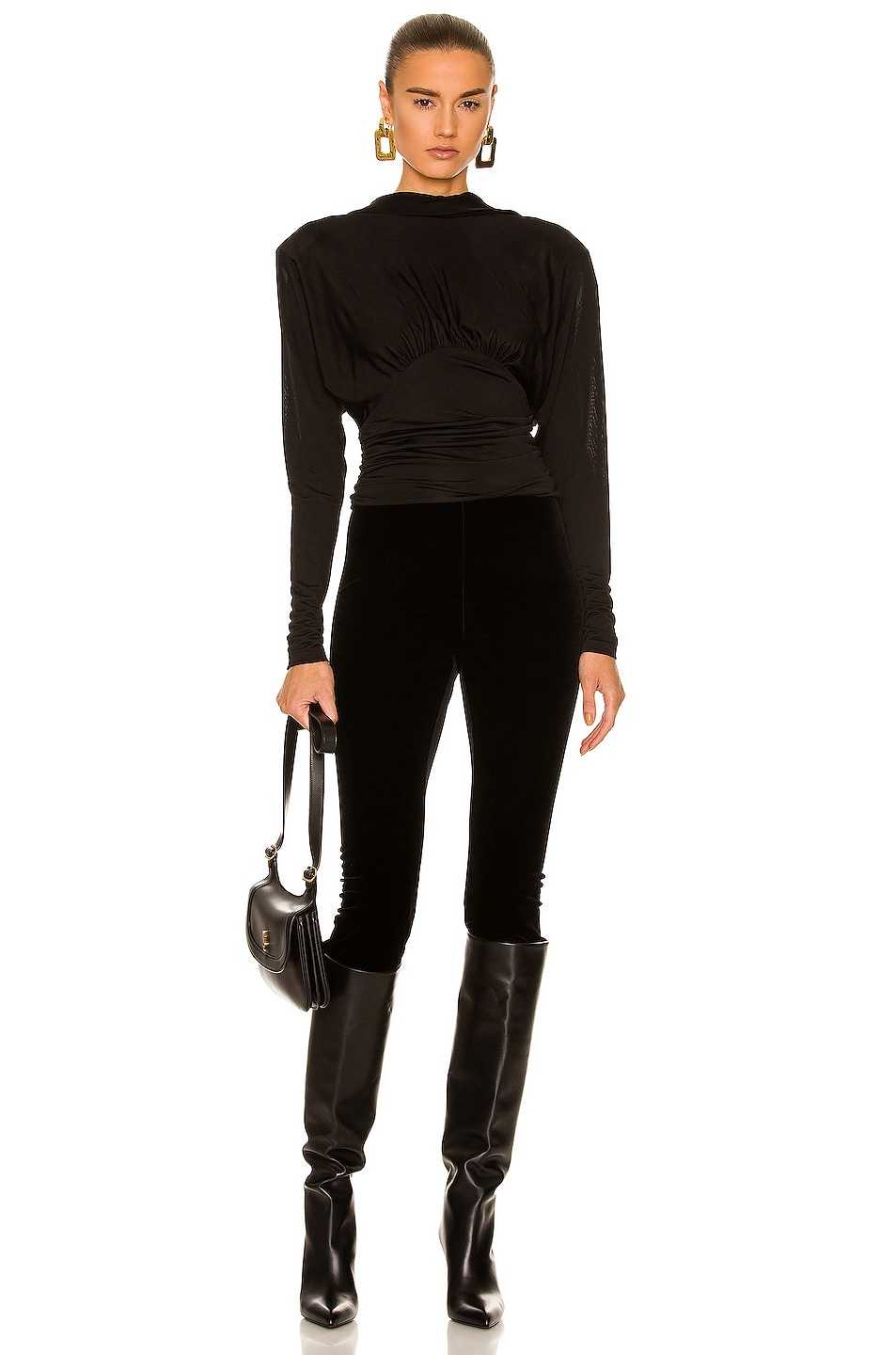 【送料&関税込】Saint Laurent Black Modal Blend Top ruffled top saint laurent top - 'Andy' sneakers Saint