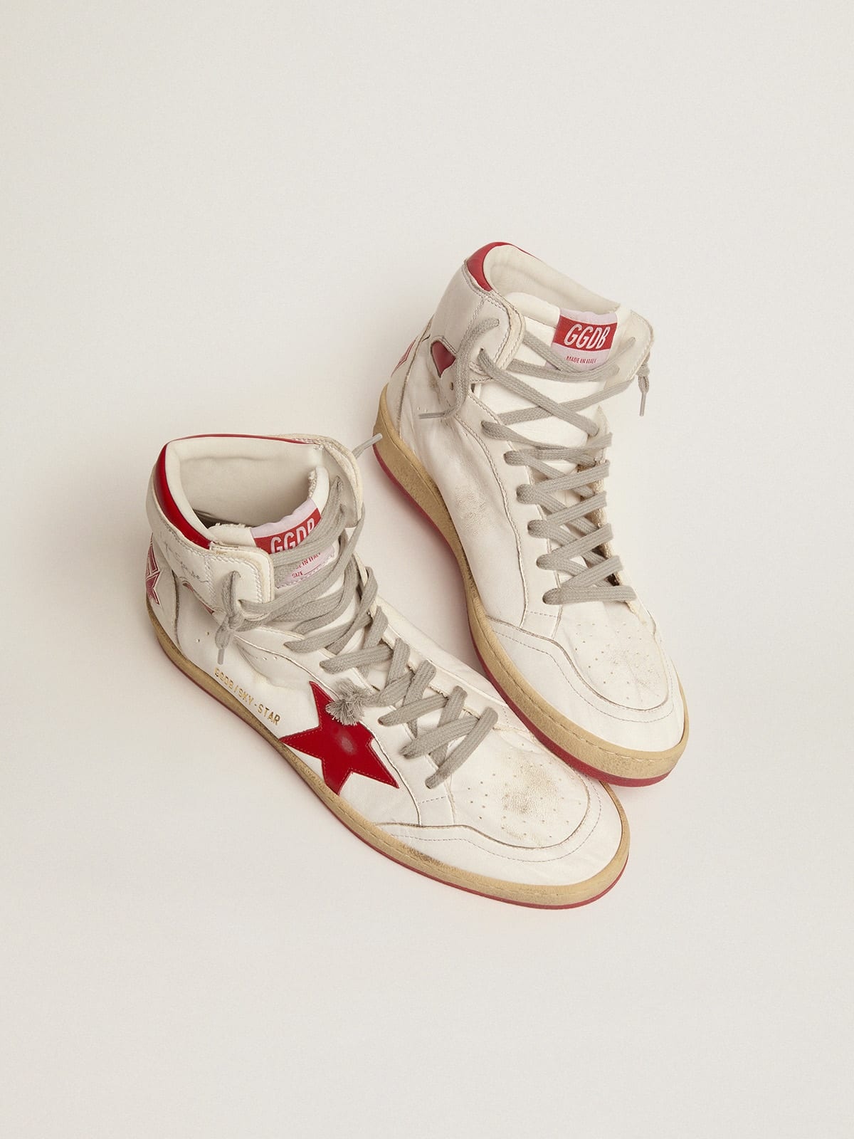 Sky-Star sneakers in white nappa leather with red leather star and heel tab - 2