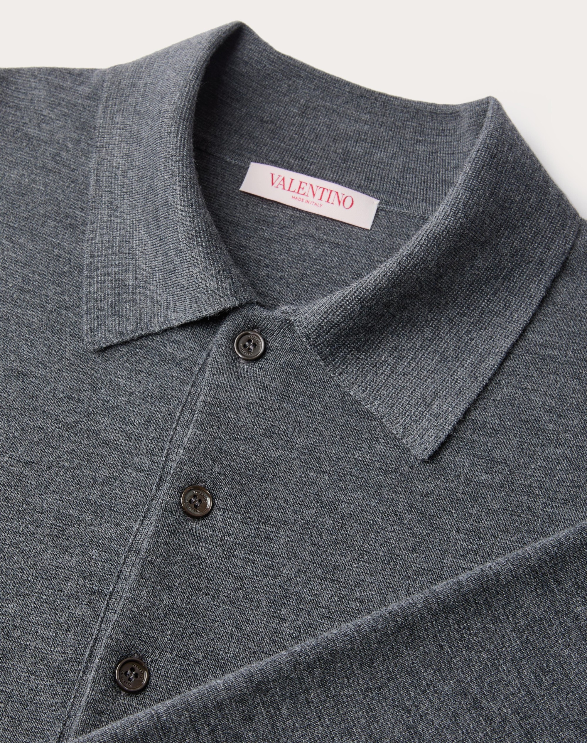 LONG-SLEEVE WOOL POLO SHIRT WITH VLOGO SIGNATURE EMBROIDERY - 3