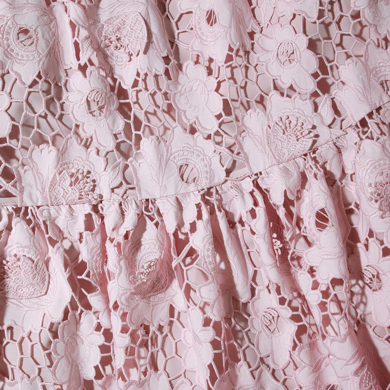 Pink 3D Cotton Lace Maxi Dress 6
