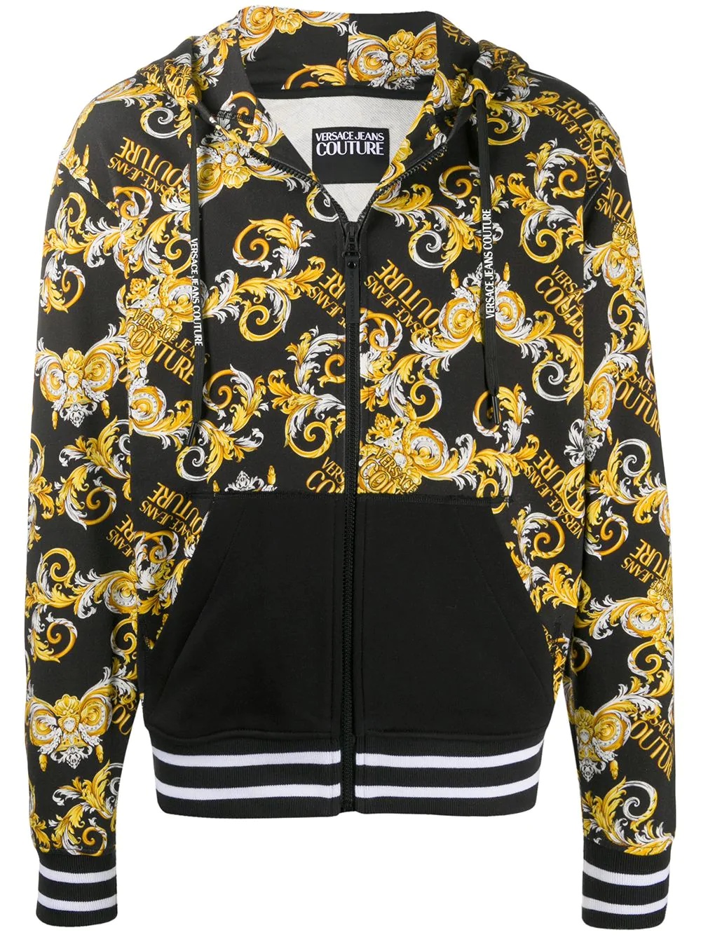 baroque-print zipped hoodie - 1