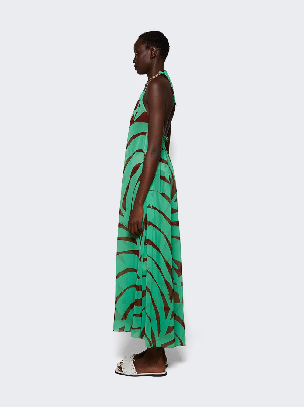 Tactile Winds Maxi Dress Swim Palm Stripes Burgundy Mint - 3