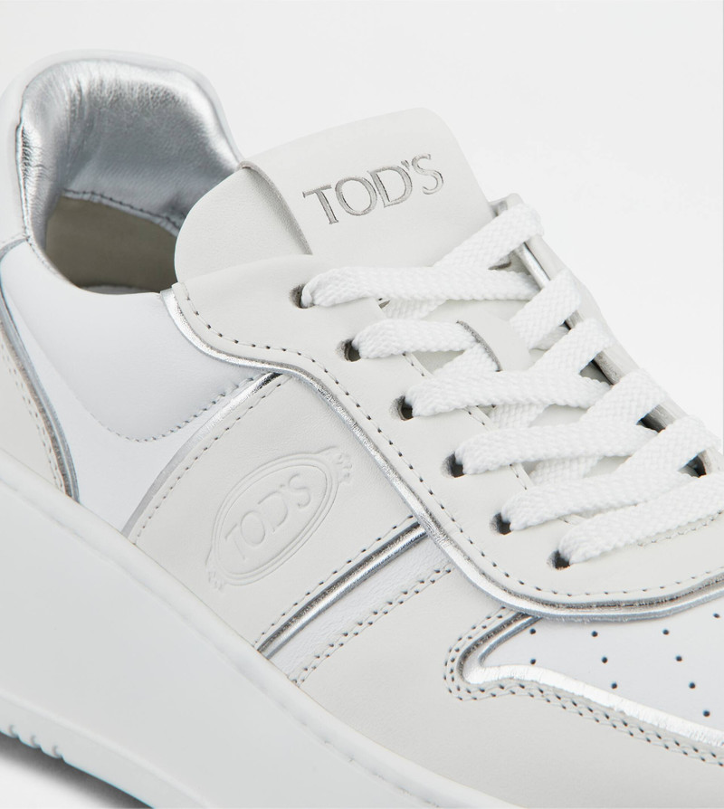 PLATFORM SNEAKERS IN LEATHER - WHITE 5