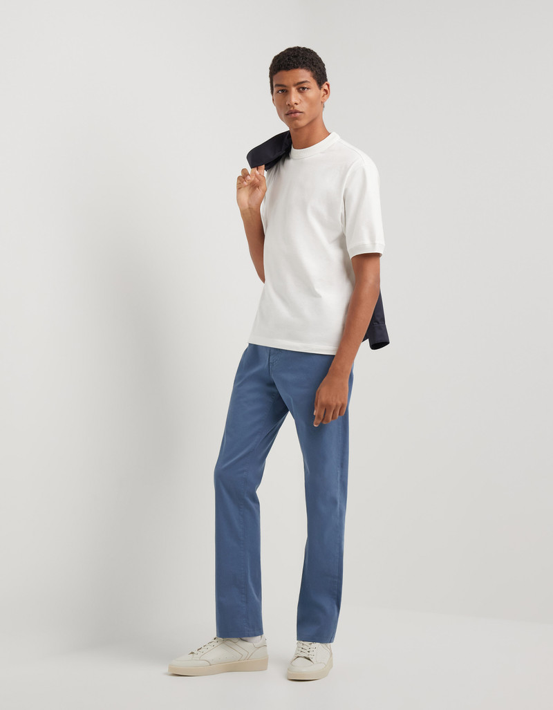 Canali AIR FORCE BLUE REGULAR FIT FIVE-POCKET COTTON MICROTWILL PANTS outlook