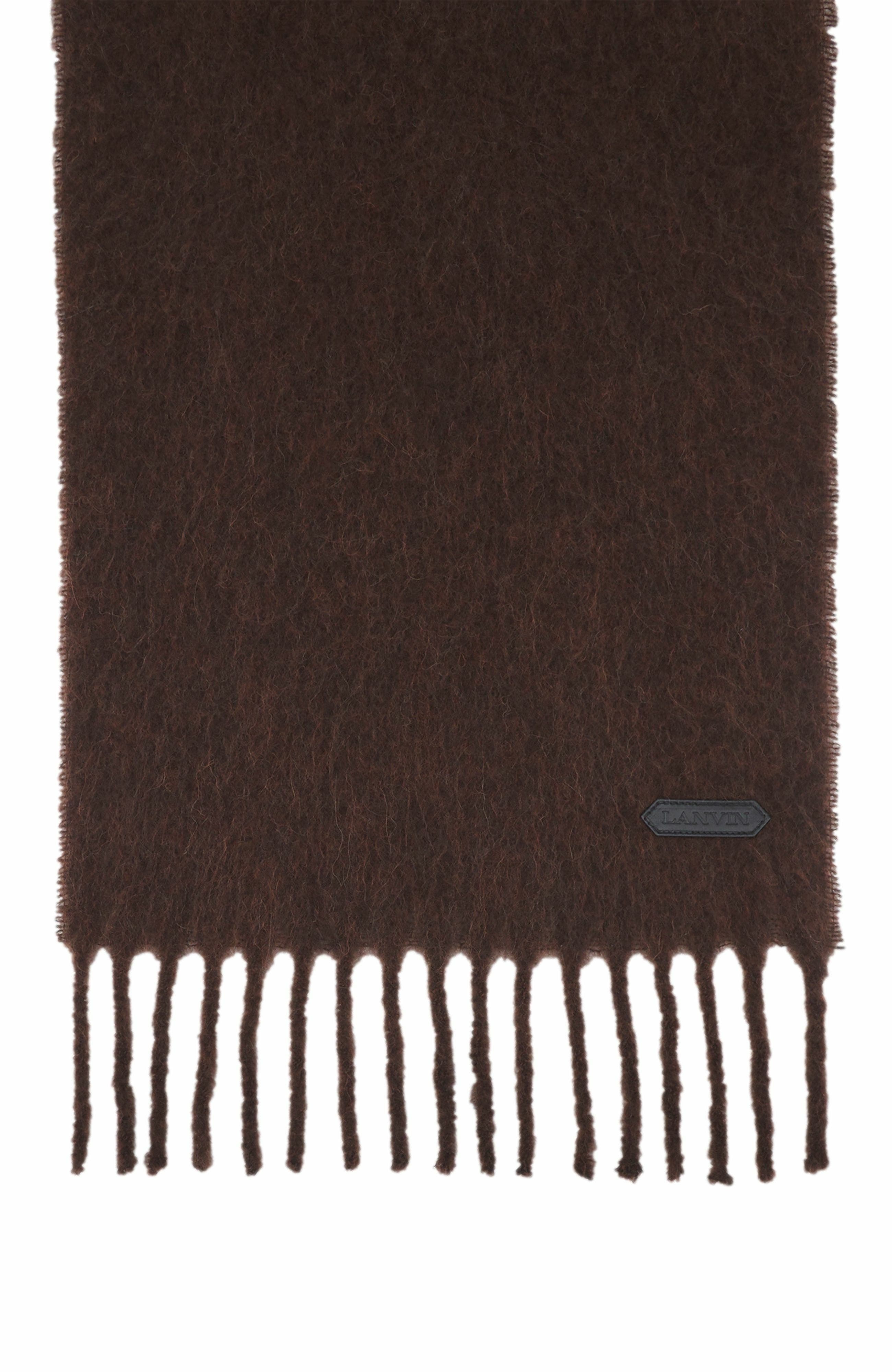 Lanvin FRINGED SCARF IN WOOL in Dark Brown at Nordstrom - 6