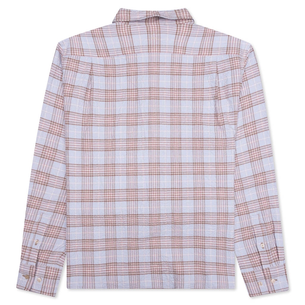 CHECK FLANNEL BUTTON-UP SHIRT - LIGHT BLUE/PINK - 2