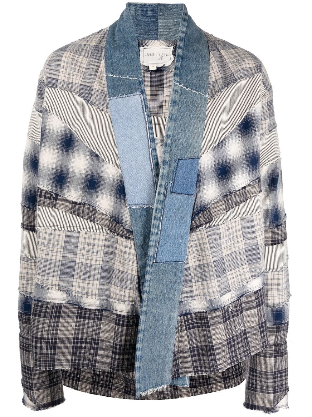 patchwork checked cotton-flannel shirt - 1