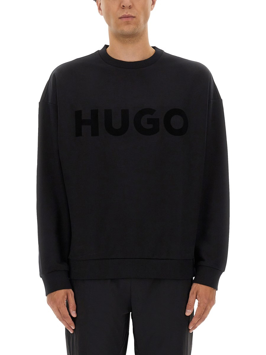 OVERSIZED COTTON TERRY SWEATER WITH PRINTED LOGO - 1