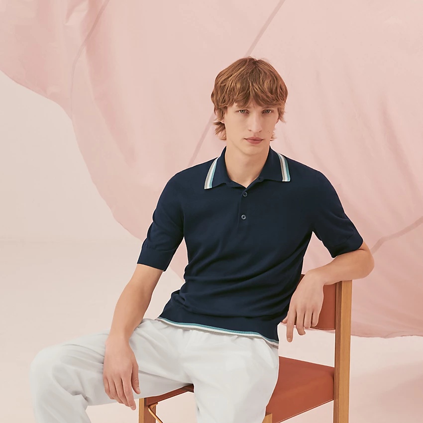 "Rayures & twist" V- neck polo shirt - 1