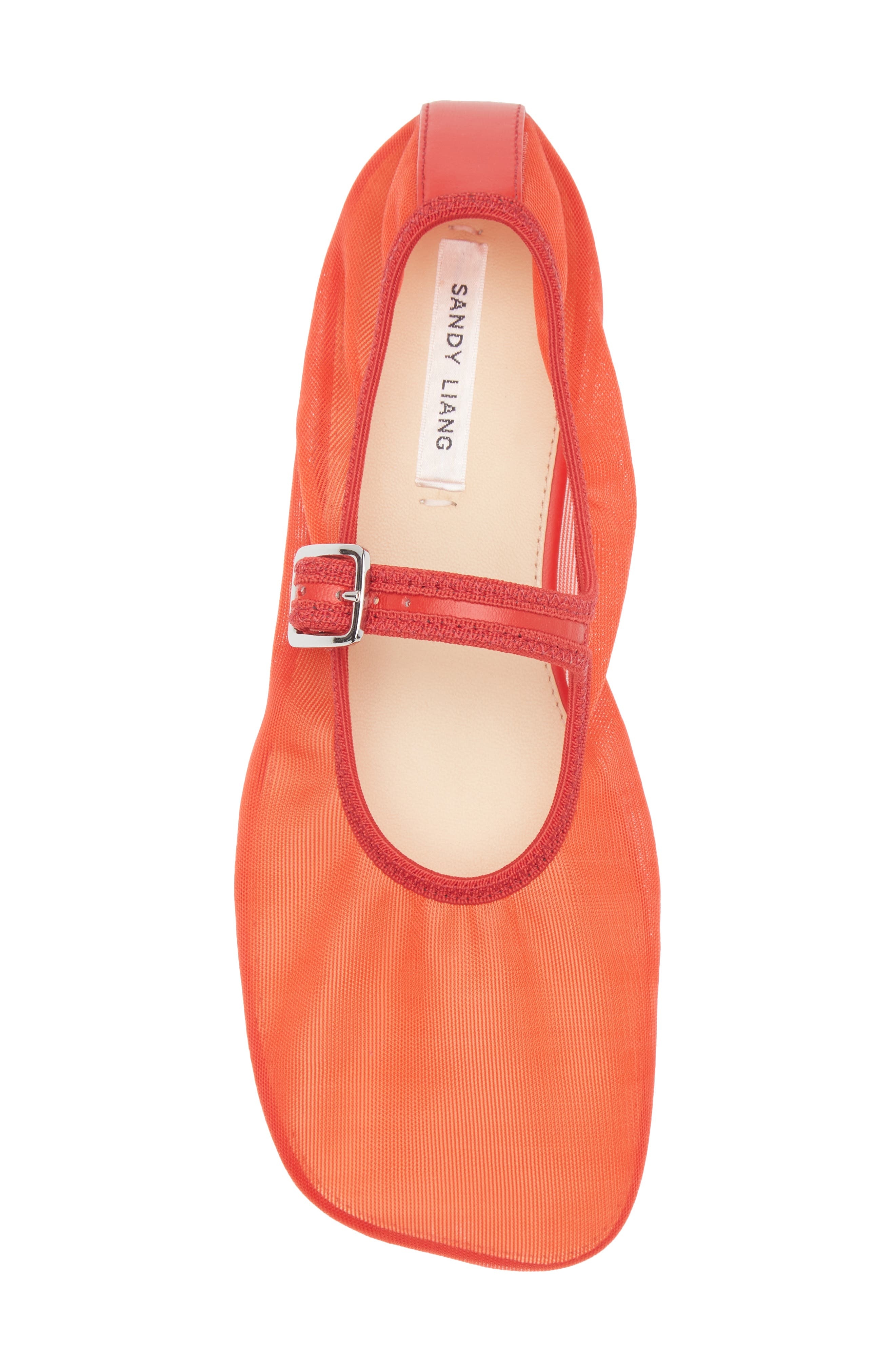 Sandy Liang Mesh Mary Jane Flat in Red at Nordstrom - 5