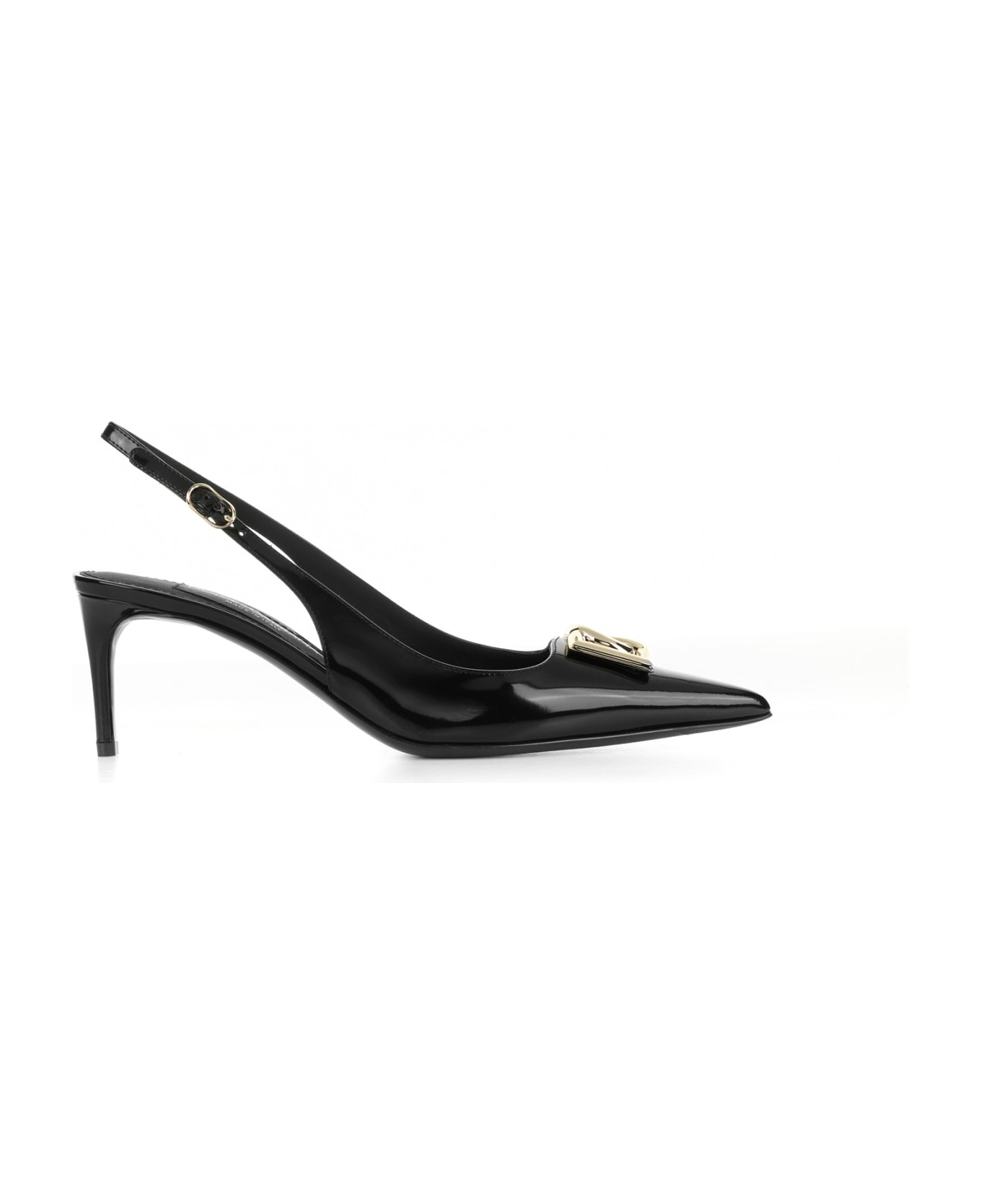 Leather Slingback Pumps With Logo - 1