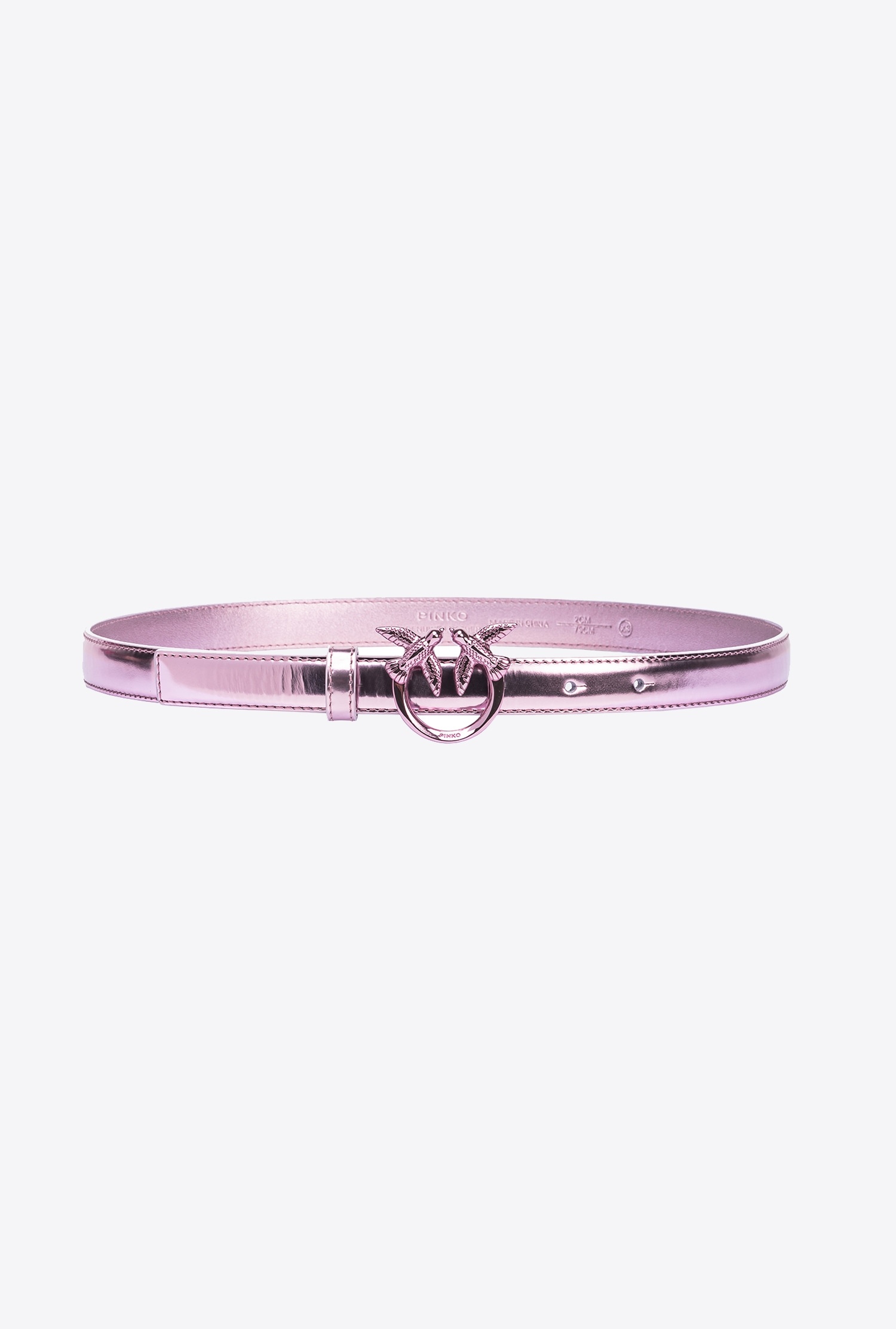 THIN MIRROR-EFFECT LEATHER LOVE BIRDS BELT 2CM - 1