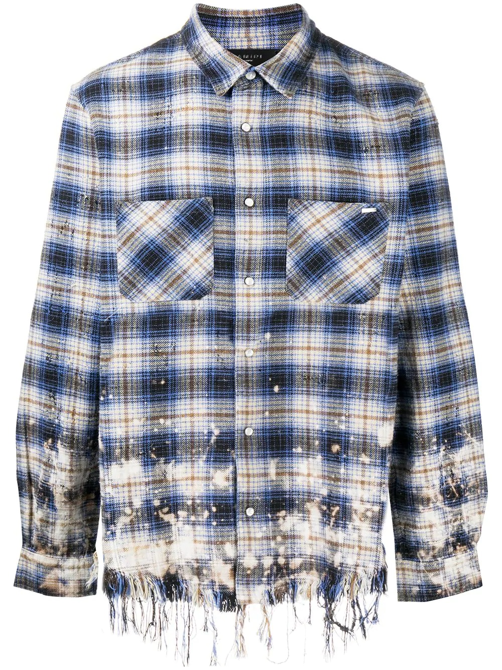 frayed detail checked shirt - 1