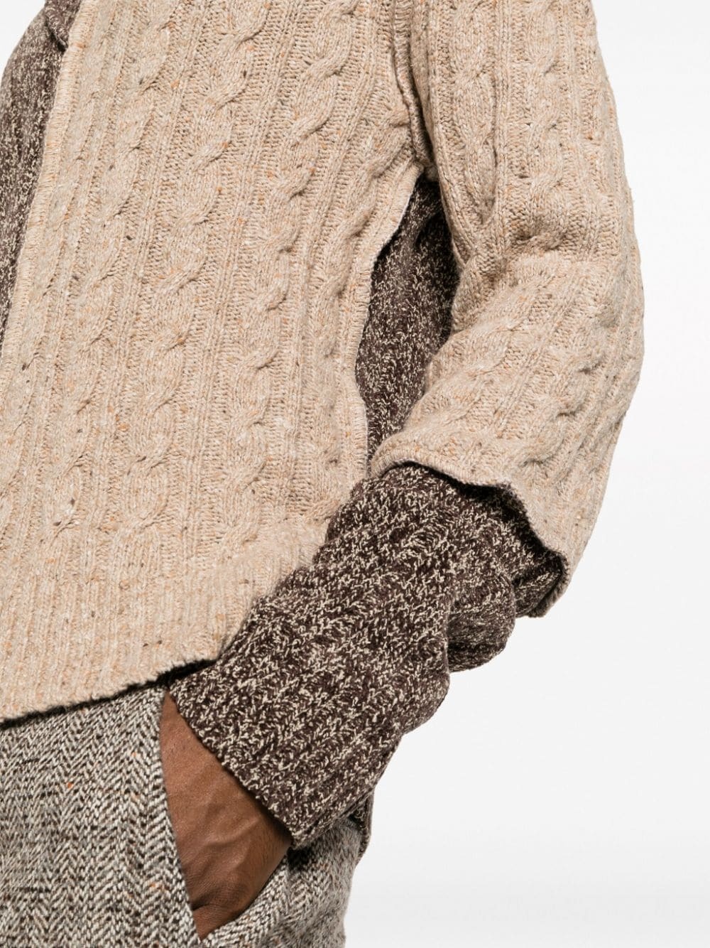 asymmetric-neck patchwork-design jumper - 5