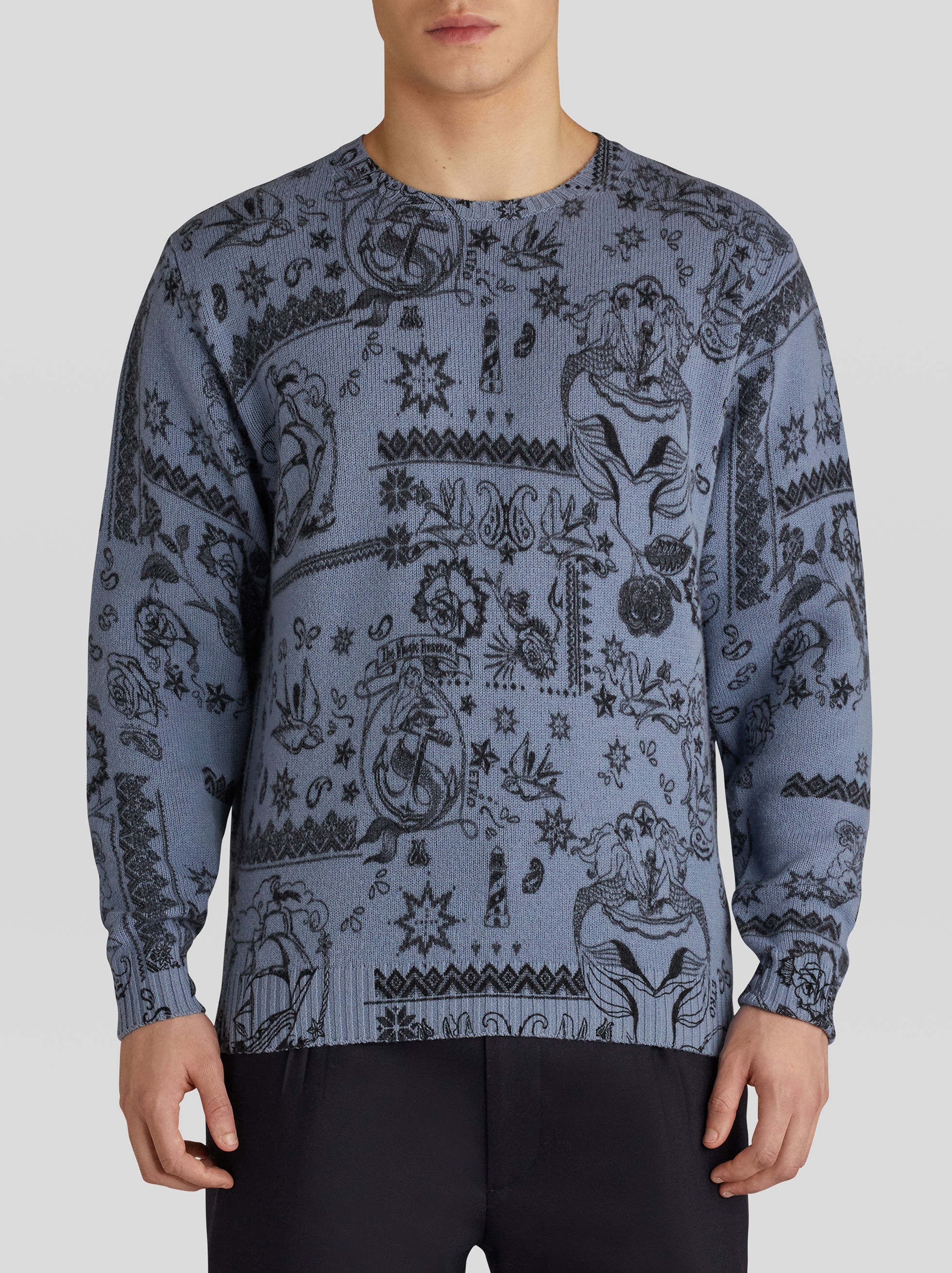 TATTOO PRINT MERINO WOOL JUMPER - 2