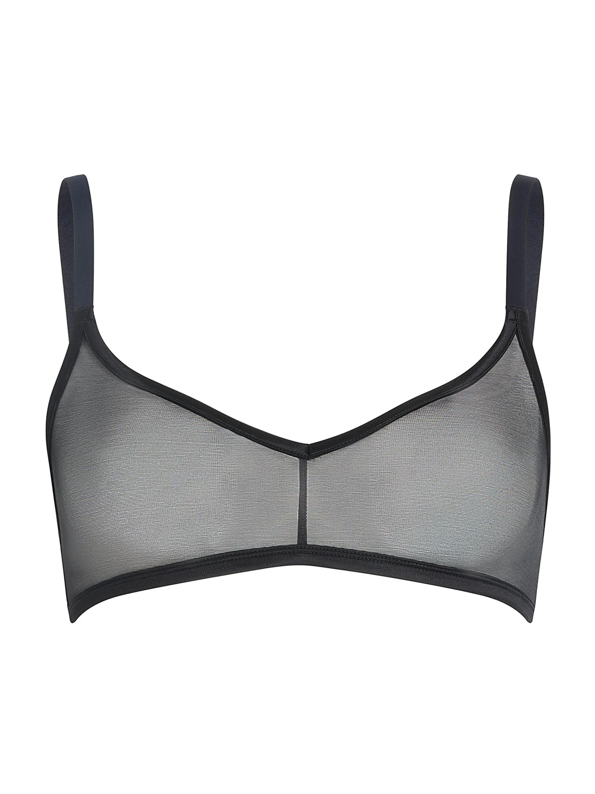 Women's Mesh Triangle Bralette - Black - 1