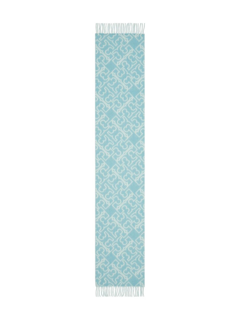 logo-pattern fringed scarf 1
