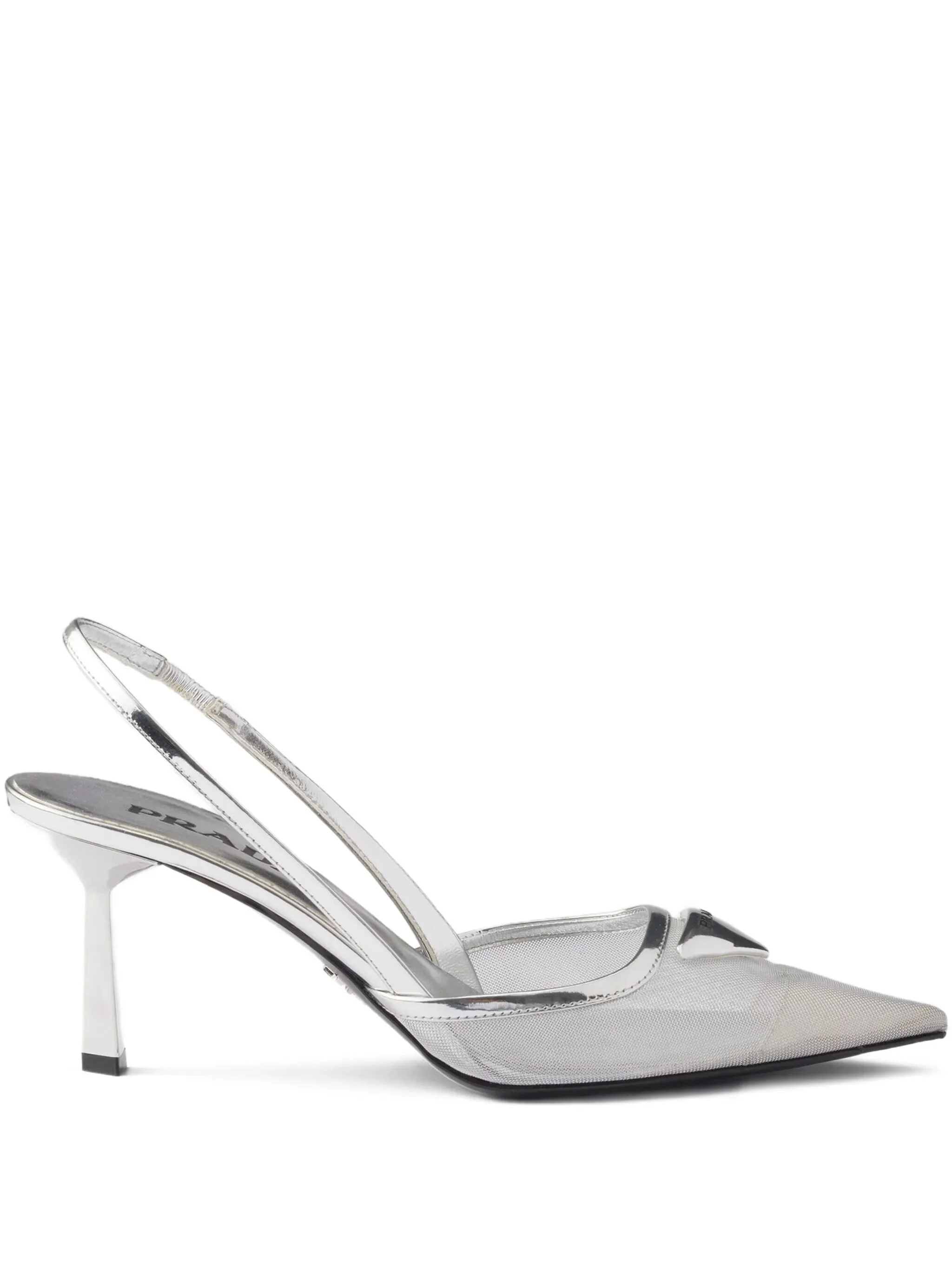 Prada 75mm Triangle-logo Slingback Pumps - 1