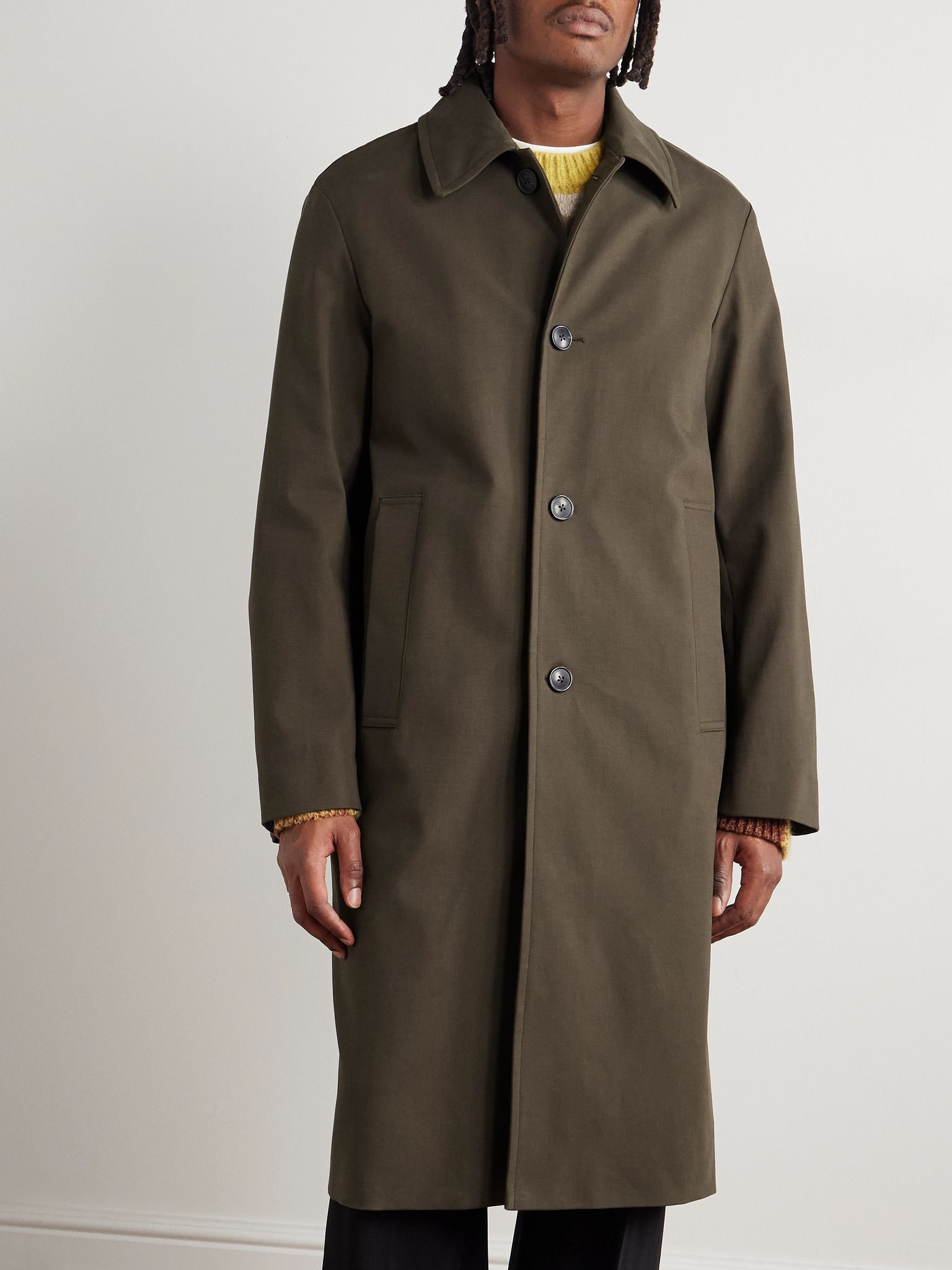 Stretch-Cotton Shell Trench Coat Brown - 3
