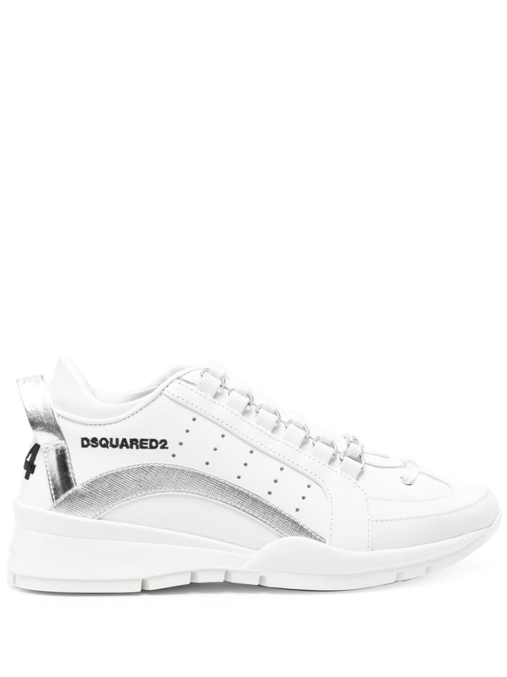 logo-embroidered leather sneakers - 1