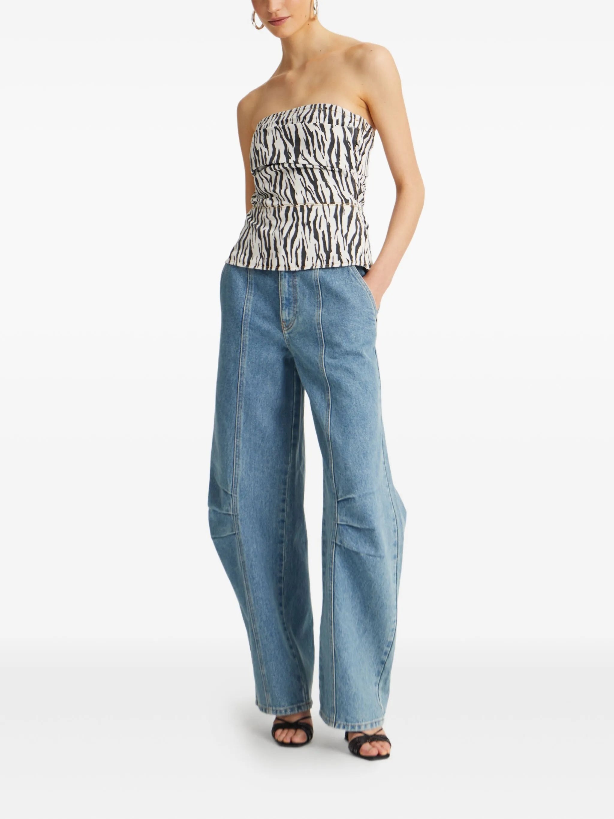 Rotate Panelled Denim Trousers - 4