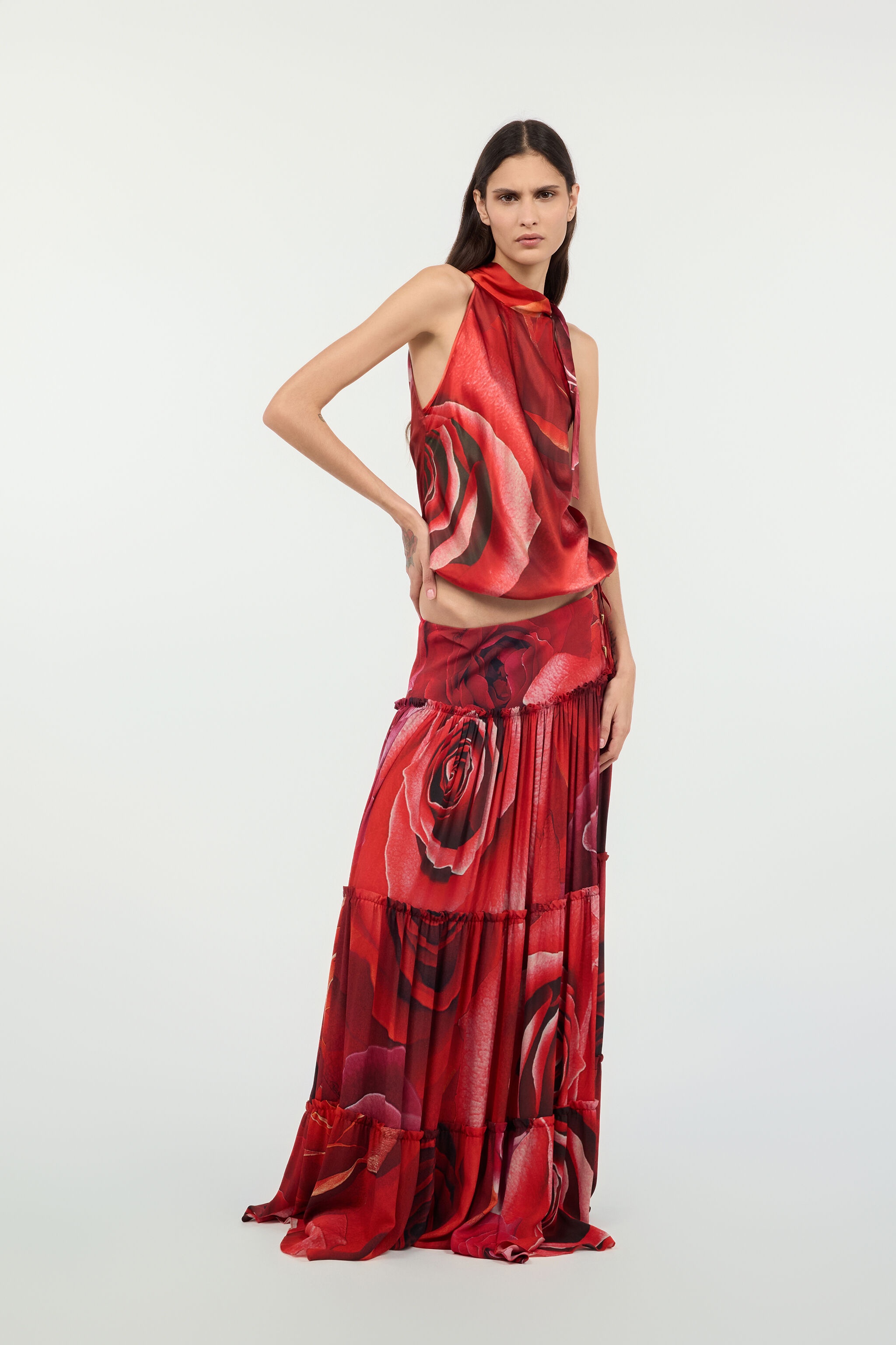 Extra-Long Skirt With Garden Rose Print - 2