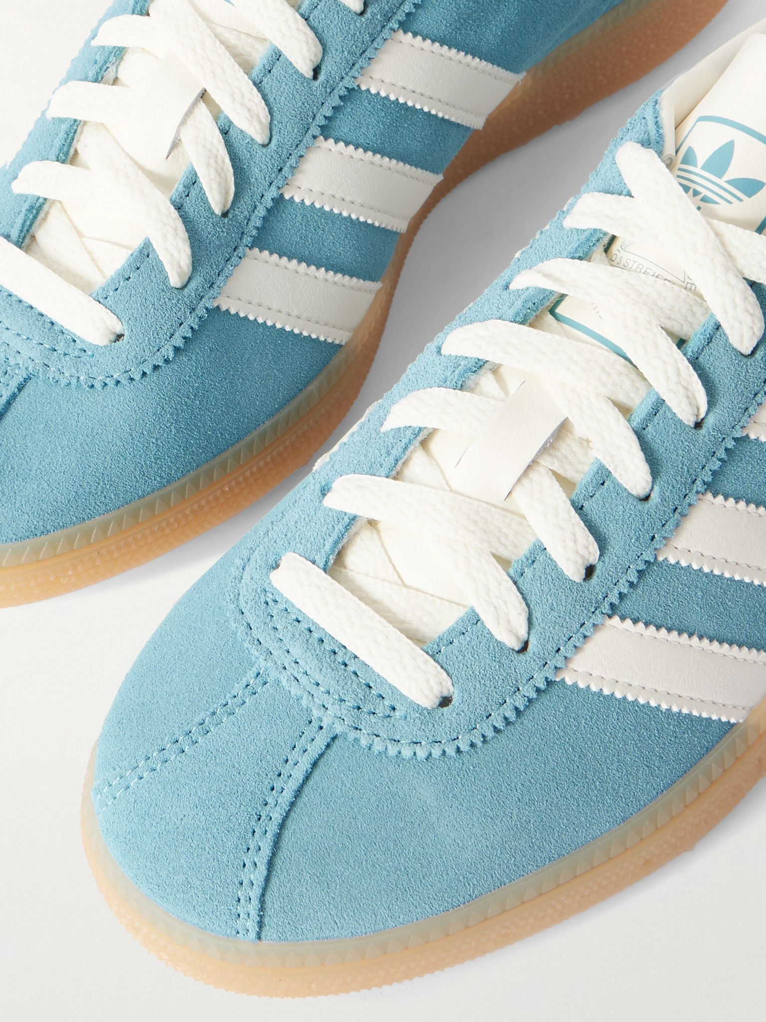 Muenchen Leather-Trimmed Suede Sneakers Light blue - 5
