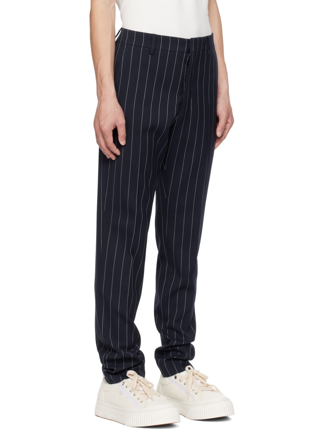 Navy Cigarette Fit Trousers - 2