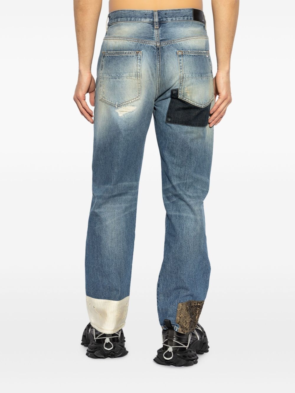 patchwork straight-leg jeans - 4