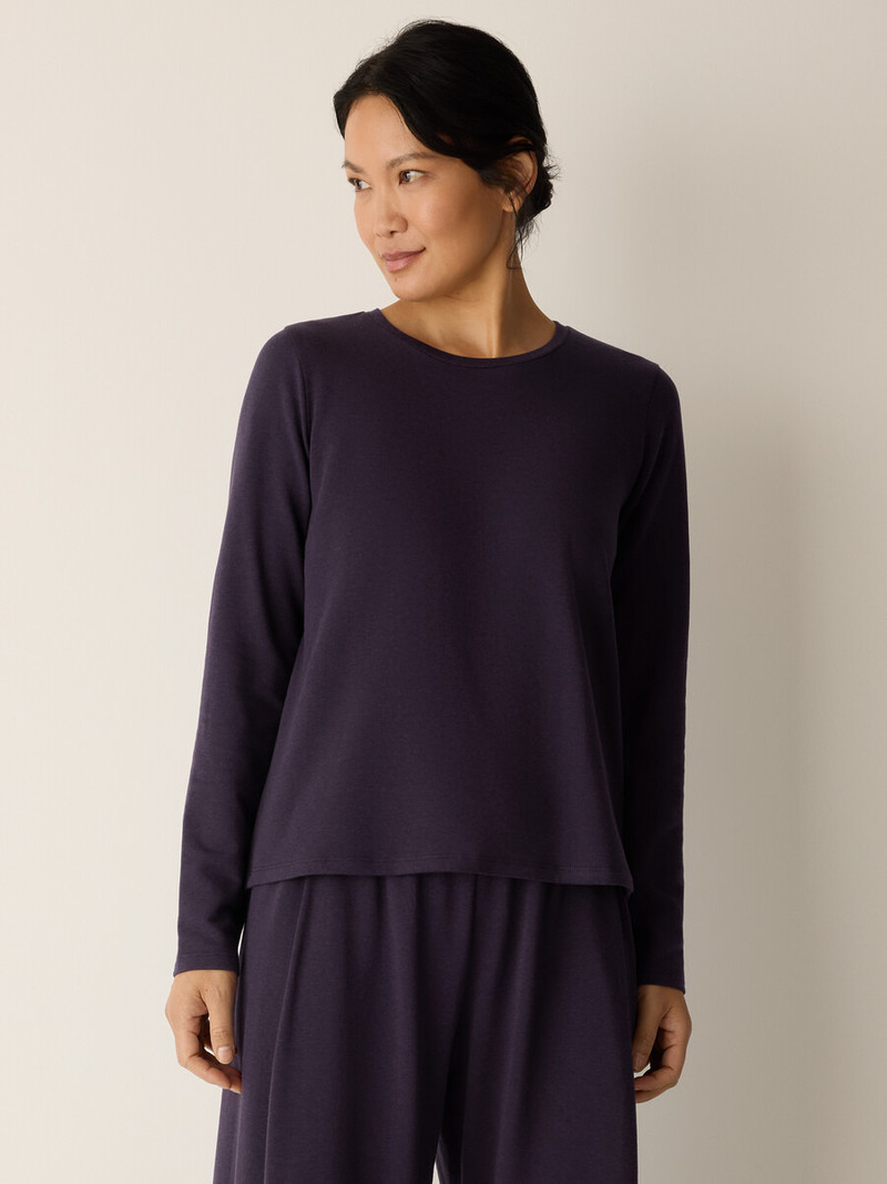 EILEEN FISHER Cozy Brushed Terry Hug Crew Neck Top outlook