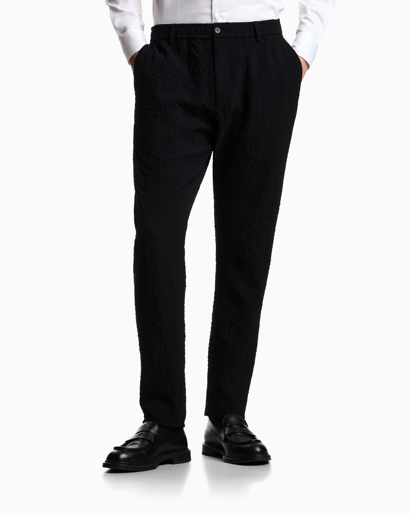 EMPORIO ARMANI PLEATED TECHNICAL SEERSUCKER FABRIC TROUSERS outlook