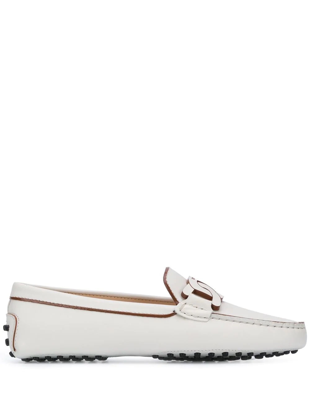 chain-link leather driving loafers - 1