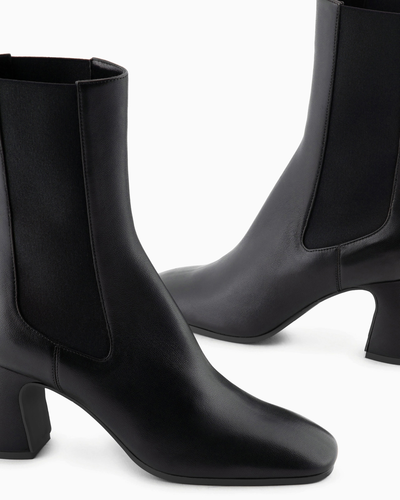 Nappa leather high-heeled ankle boots with elastic insert - 5