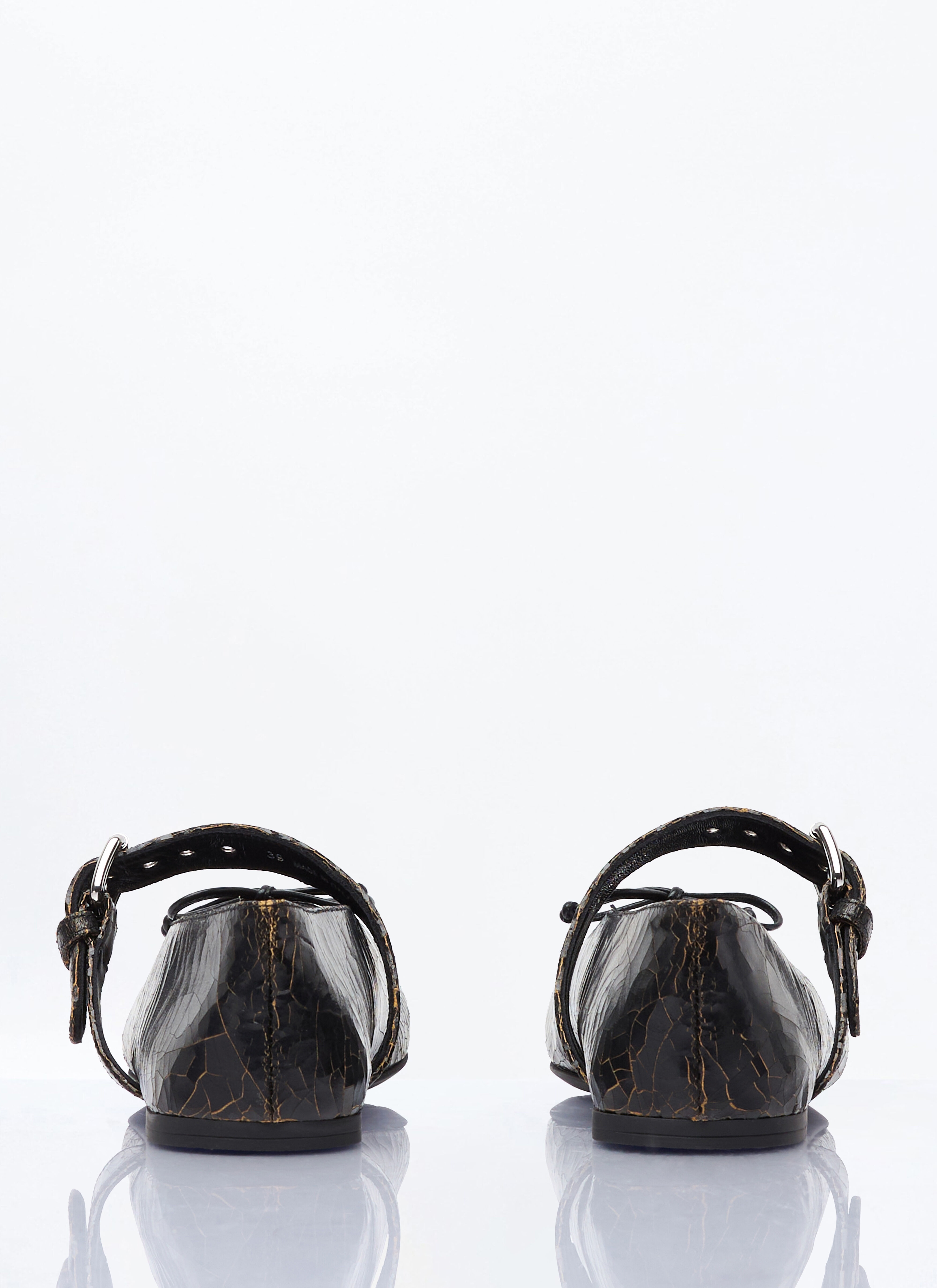 Crackled Leather Ballerina Shoes - 5
