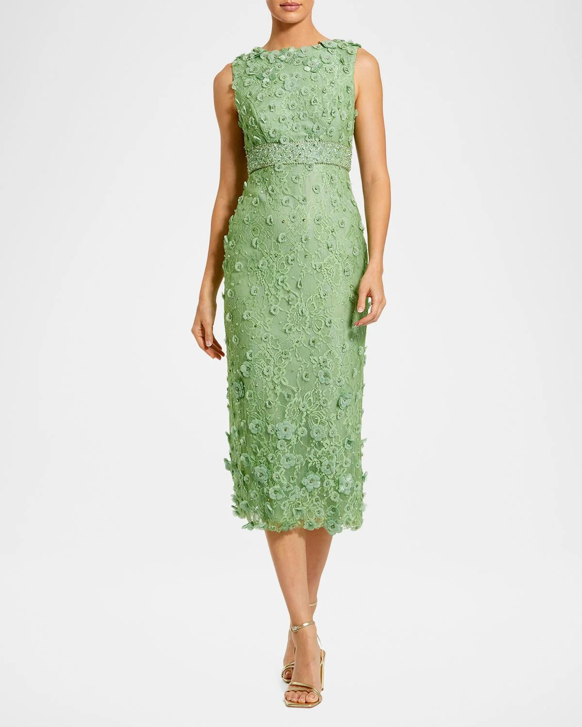 Floral Beaded Sheath Dress - 1