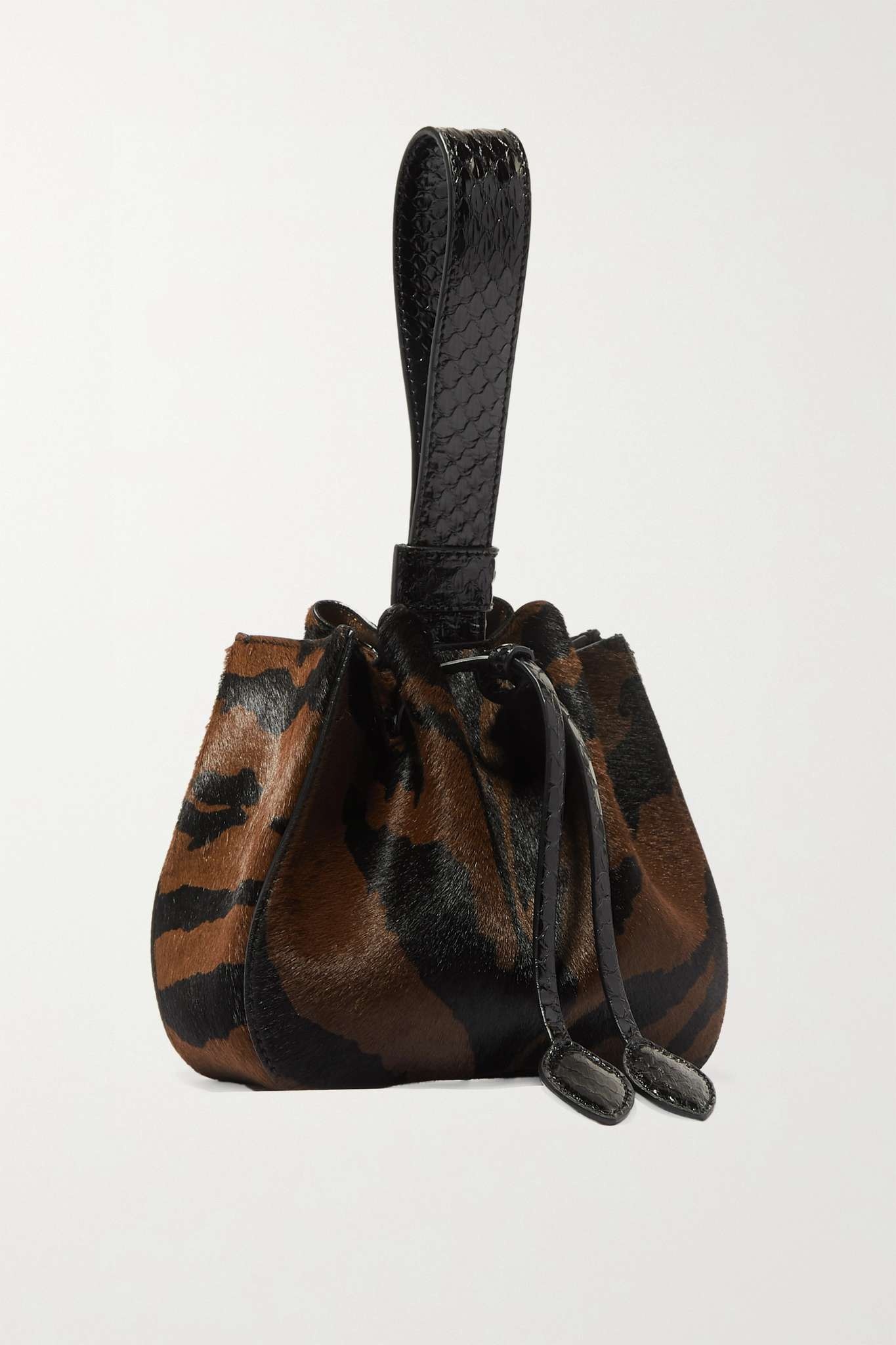 Rose Marie mini watersnake-trimmed zebra-print calf hair bucket bag - 3