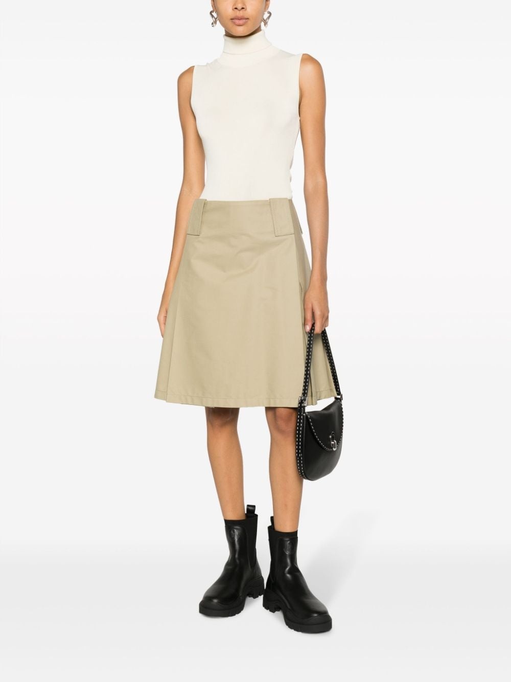 pleat-detail A-line midi skirt - 2