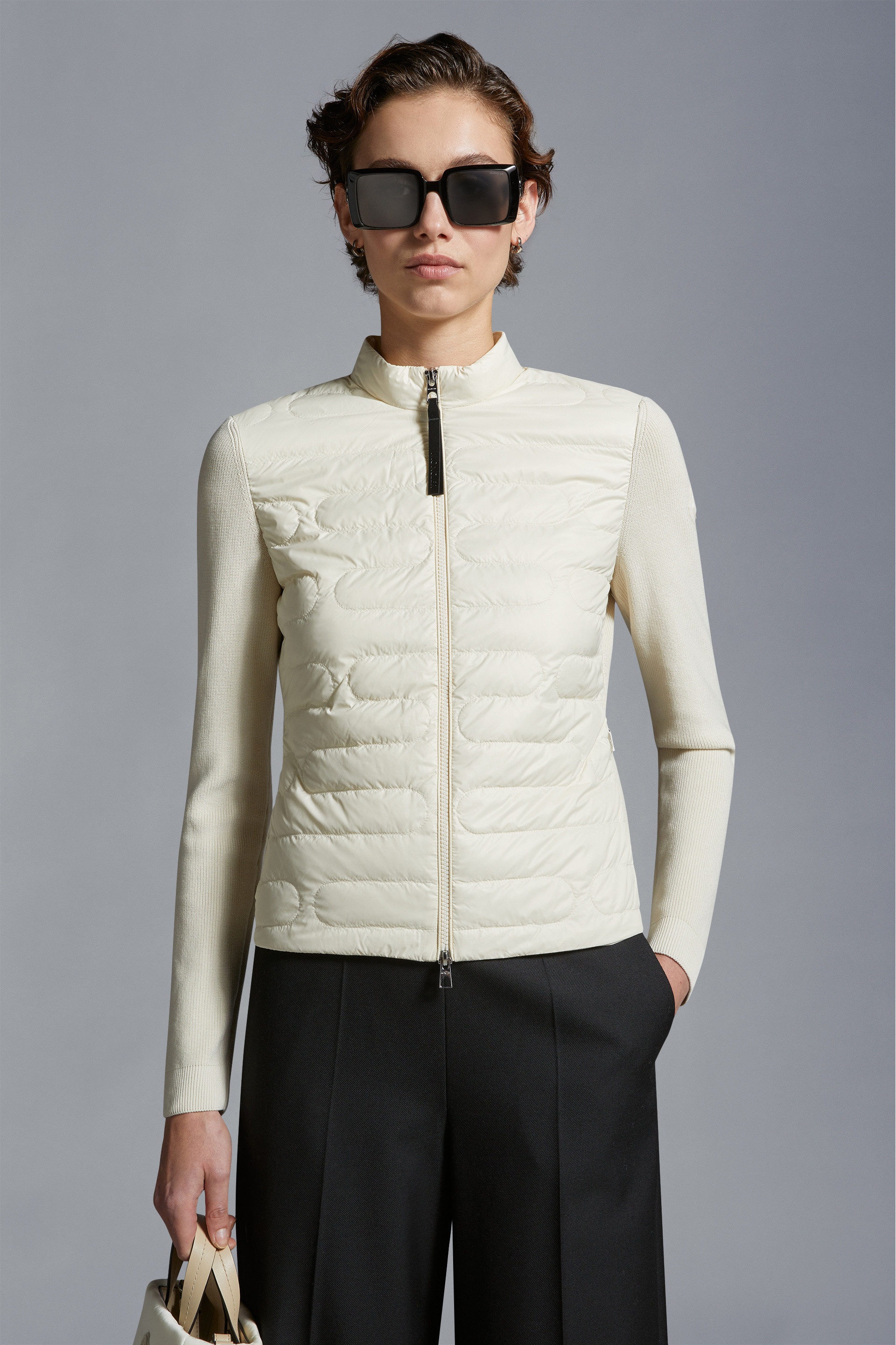 Padded Cotton Zip-Up Cardigan - 2