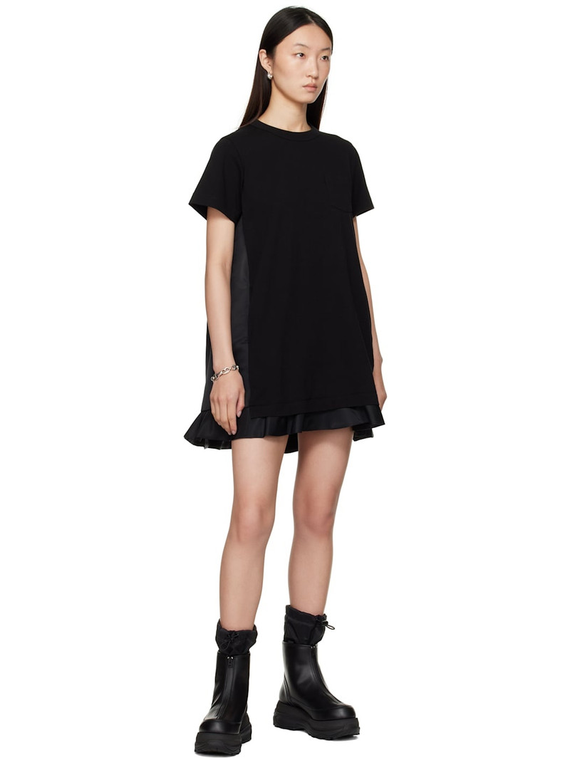 sacai Black Nylon Twill & Cotton Jersey Minidress outlook