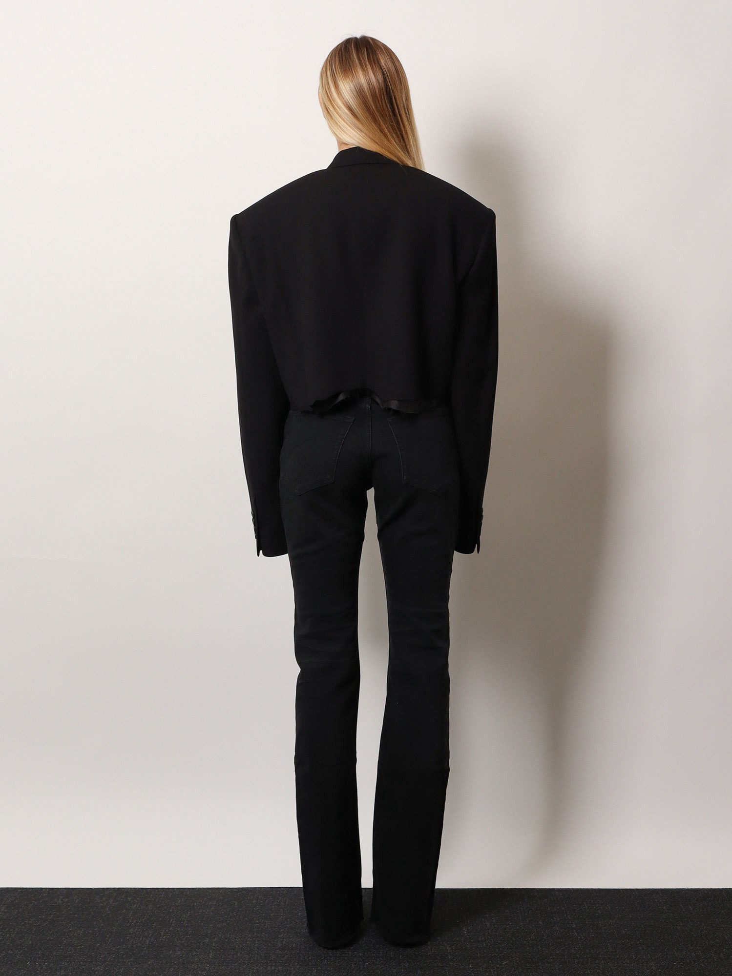Single Breasted Cut Off Viscose And Wool Blazer - 3