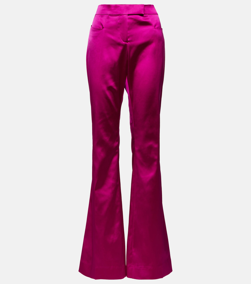 Low-rise flared satin pants 1